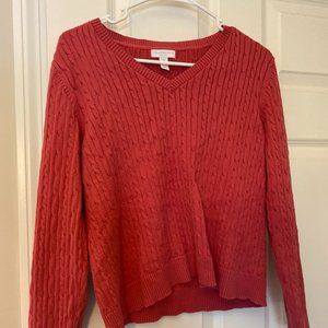 Coral V Neck Knit Sweater